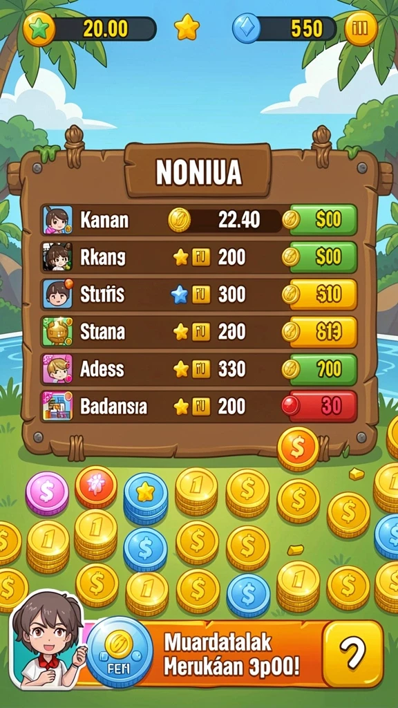 Screenshot 3: Menu karakter dengan pilihan upgrade yang menarik.
