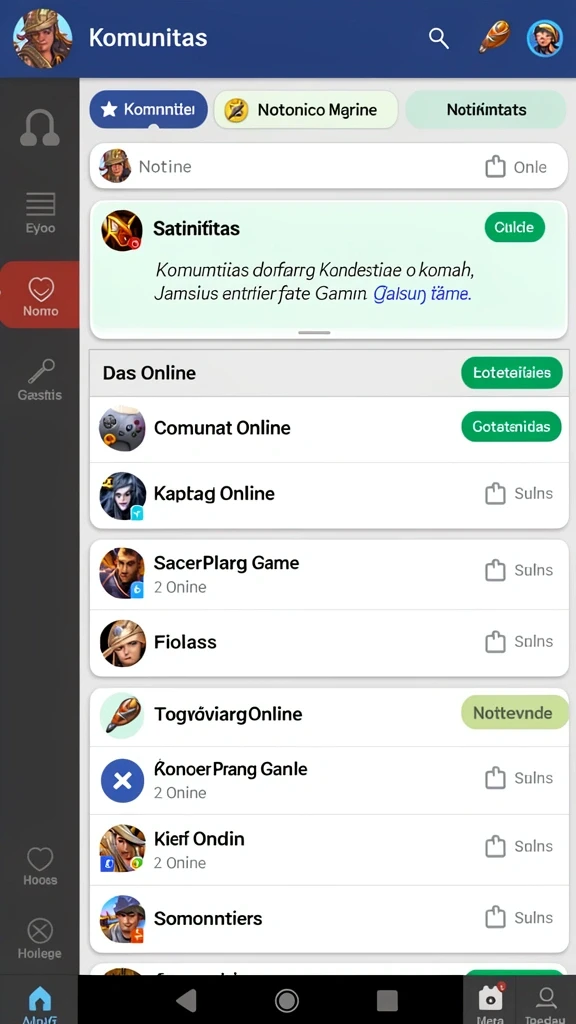 Screenshot memperlihatkan fitur interaksi sosial antara pengguna.