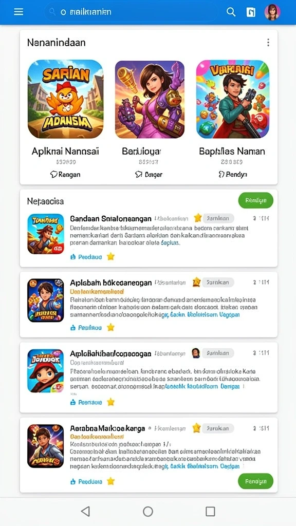 Beragam pilihan permainan menarik untuk semua pengguna.